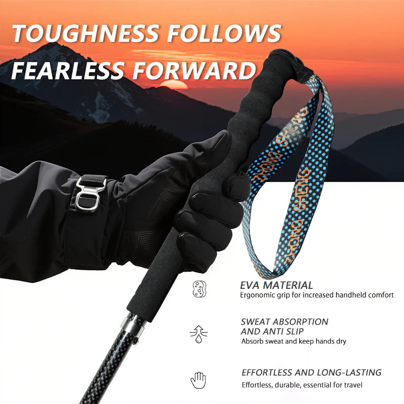 OKHEALING T800 Carbon Fiber Collapsible Hiking Trekking Poles