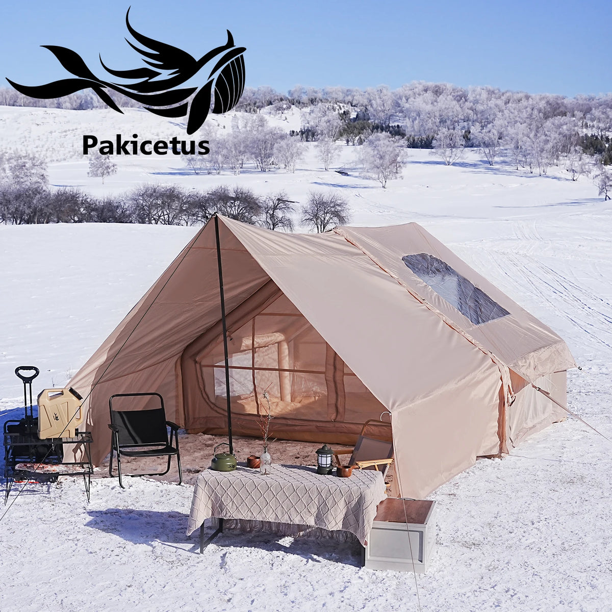 Pakicetus Inflatable Glamping Tent With Roof Window Quick Setup